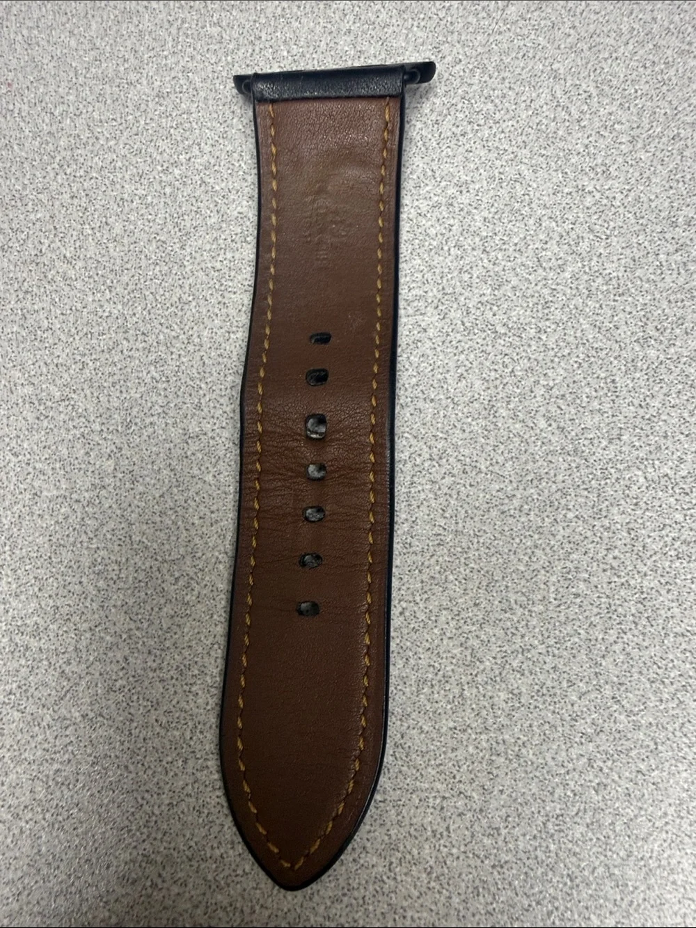 Rare Coach Black Leather Rexy 42mm Apple Watch Strap with Yellow Stitching